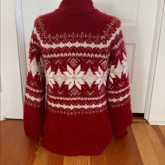 Abercrombie &‎ Fitch Red and White Snowflake Sweater Large - Picture 3 of 5